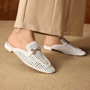 White Elegant Women's Casual Mule Loafers